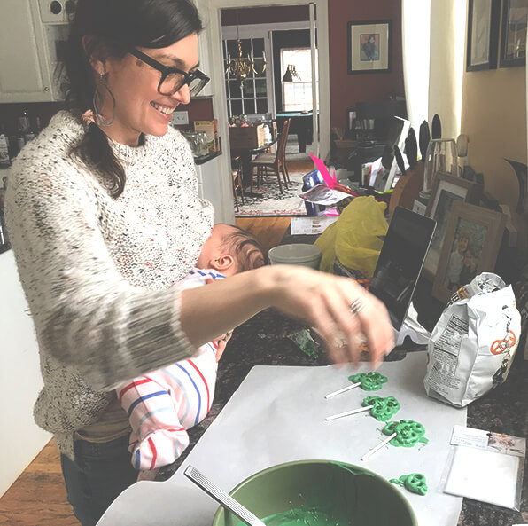 Nursing while making St. Patrick's Day Treats